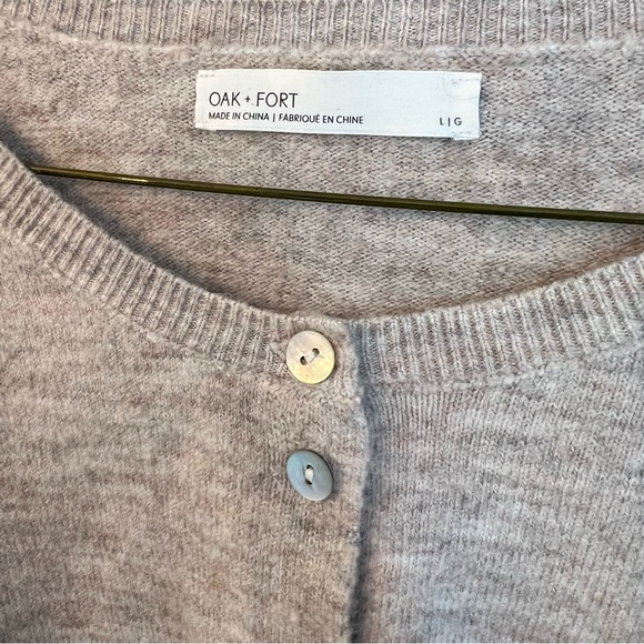 Oak + Fort Wool Button Up Cropped Cardigan Oatmeal Heather - Picture 4 of 9